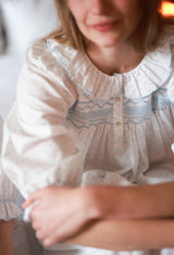 Nightingale Women's Dress Forget Me Not Plumetti with Delphinium Hand Smocking