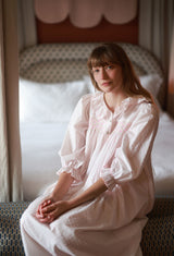 Nightingale Women's Dress Powder Puff Plumetti with Marshmallow Hand Smocking