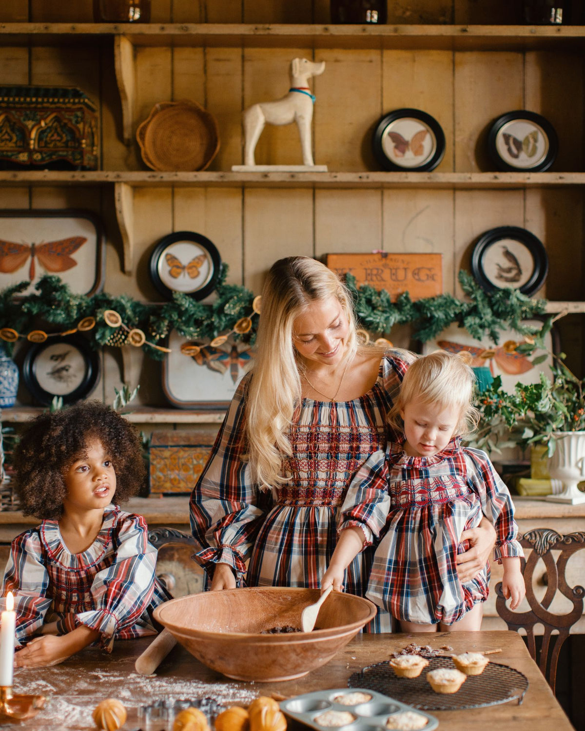 Katherine Johnson Dress Britannia Tartan with Winter Berry Hand Smocking
