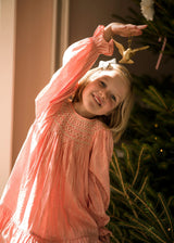 Hannah Szenez Dress Golden Girl Stripe with Opalescent Hand Smocking