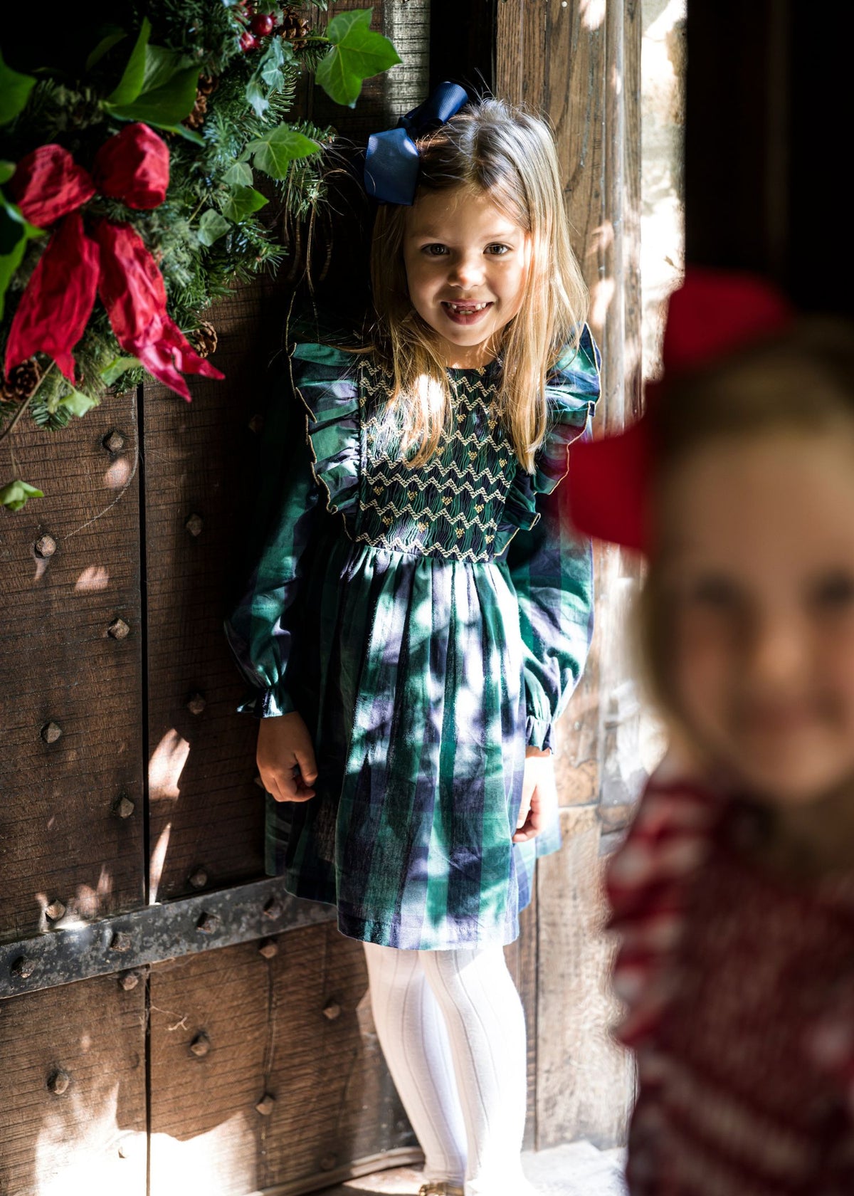 1-2, 2-3, 6-8y Anna Pavlova Dress Pine Tree Gingham with Hearts a Glow Hand Smocking