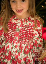 1-2 & 2-3y Elizabeth Blackwell Dress With Crimson Hand Smocking Made With Liberty Carline Rose