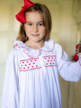 Nightingale Girls Dress Moonstone with Hearts Hand Smocking
