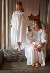 Nightingale Girl's Dress Forget Me Not Plumetti with Delphinium Hand Smocking