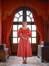 Josefine Butler Dress Christmas Marigold with Scarlet and Spice Hand Smocking
