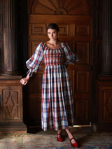 Amelia Earhart Dress Britannia Check with Winter Berry Hand Smocking