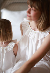 Memo Press x Smock London Women's Alice Dress Moonstone with Yellow Rose Hand Smocking