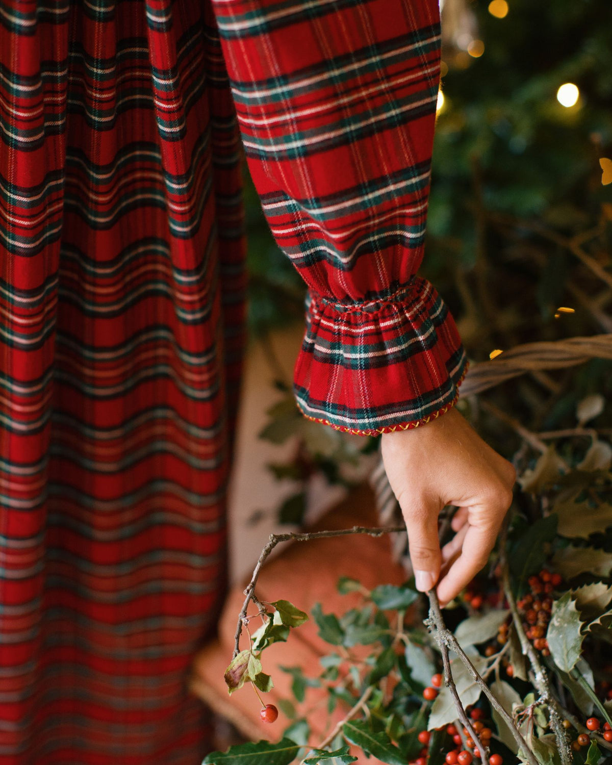 Nightingale Women's Dress Scott Tartan with Hearts of Gold Hand Smocking