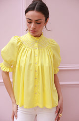 Scholl Summer Blouse Lemon Drop Lawn with Chalk Hand Smocking Edition 66