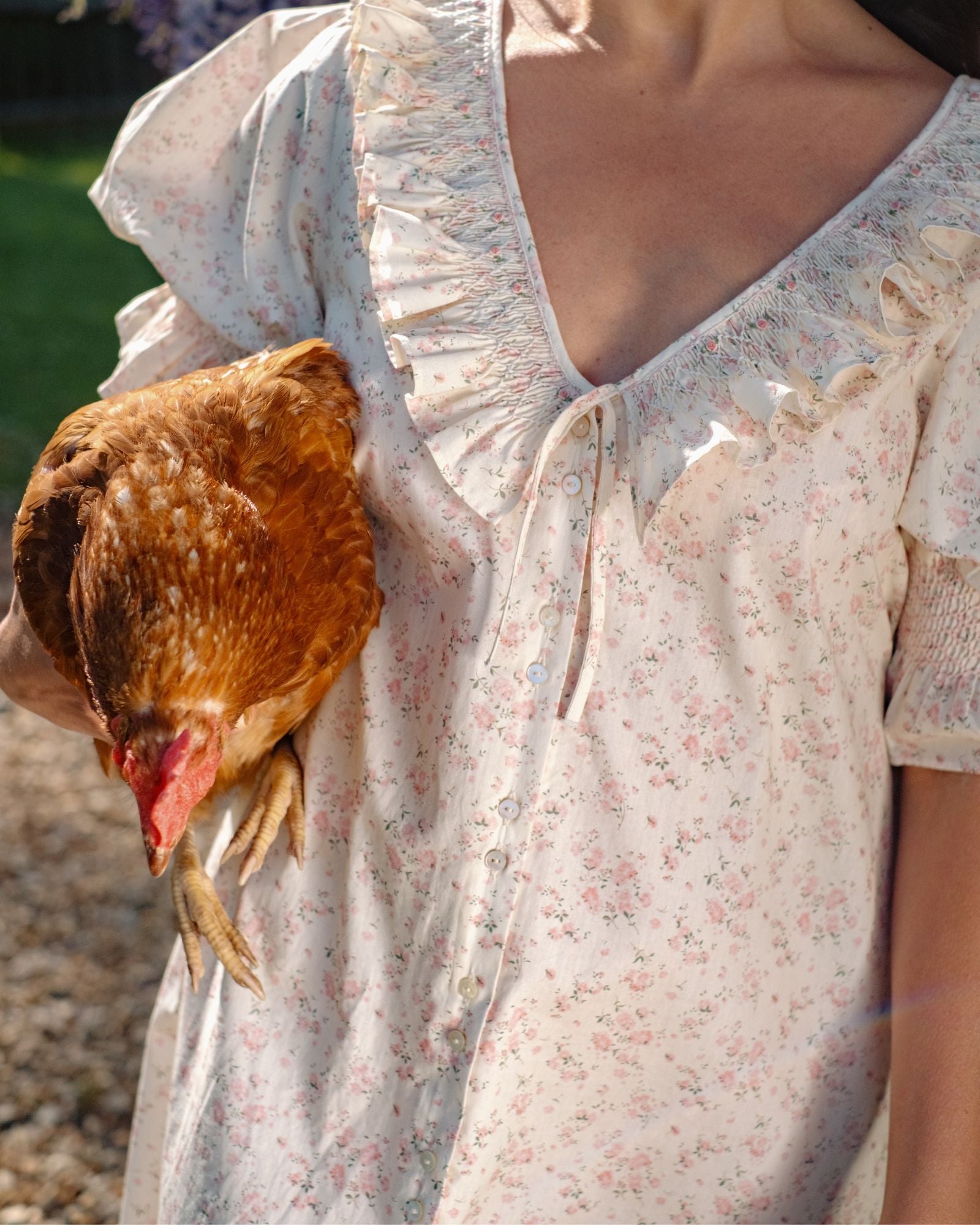 My Mulberry House x Smock London Lizzie Dress Tea Rose Cotton with Generous Gardener smocking