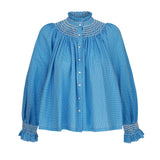 Pom x Smock London Scholl Blouse Paperwhite Ditsy with Snowdrop Hand Smocking Edition 61