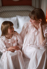 Nightingale Girl's Dress Powder Puff Plumetti with Marshmallow Hand Smocking