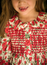 1-2 & 2-3y Elizabeth Blackwell Dress With Crimson Hand Smocking Made With Liberty Carline Rose