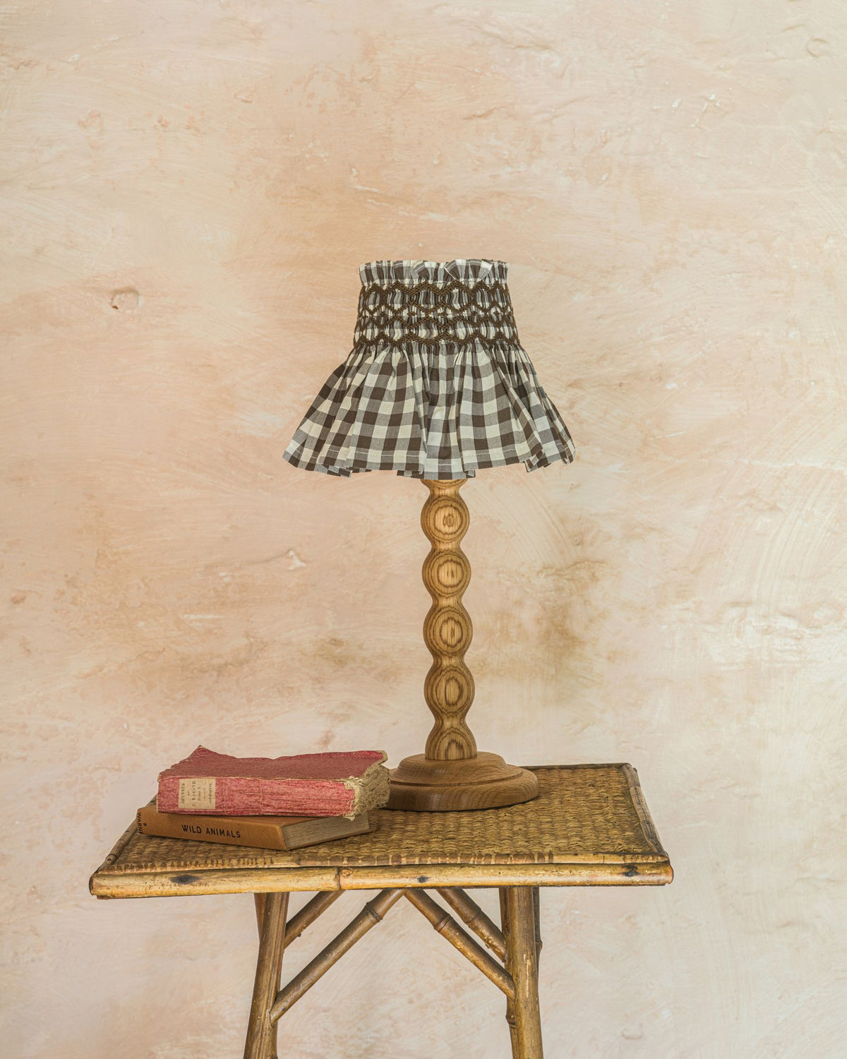 Edit58 x Smock London Elsie Lampshade Chocolate Check with Cocoa Nib Hand Smocking
