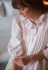 Nightingale Women's Dress Powder Puff Plumetti with Marshmallow Hand Smocking