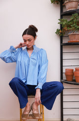 Pom x Smock London Scholl Blouse Paperwhite Ditsy with Snowdrop Hand Smocking Edition 61