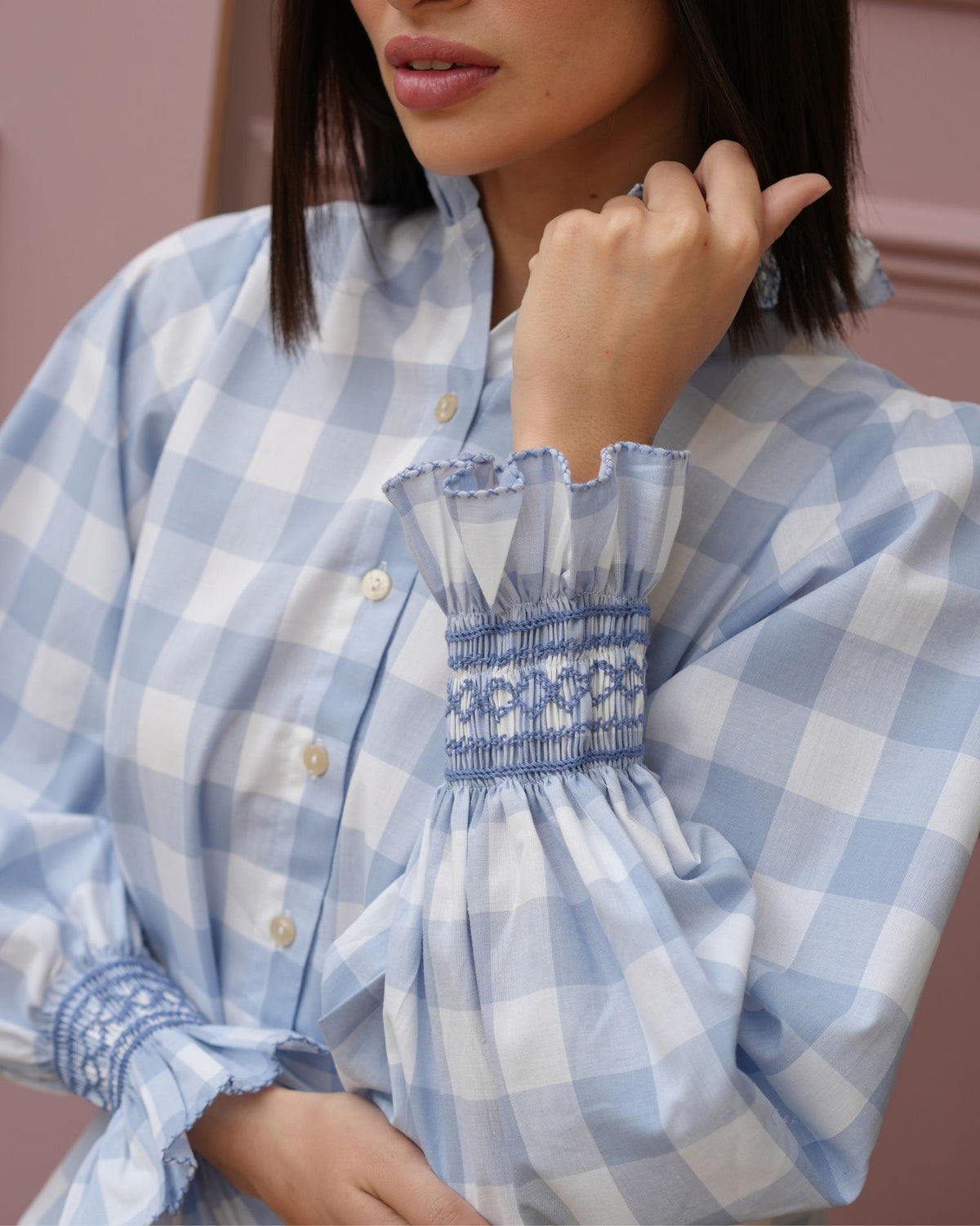 Shelley Blouse Great Gingham with Periwinkle Hand Smocking Edition 30