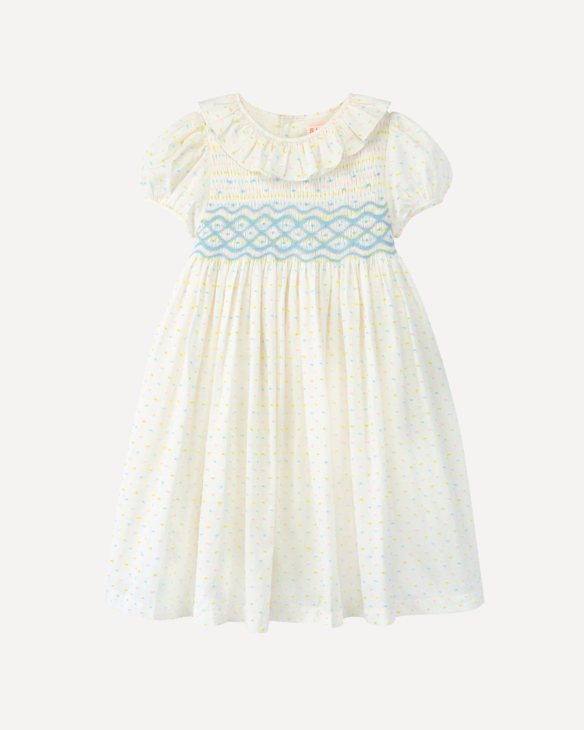Katherine Johnson Dress Pastel Plumetti with Baby Blue Hand Smocking