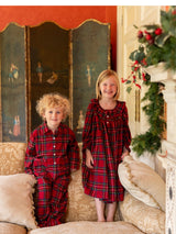 Lilly Parr Pyjamas Highland Tartan with Hearts of Gold Hand Smocking