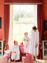 Lilly Parr Pyjamas Moonstone White with Candy Cane Trim and Hand Smocking