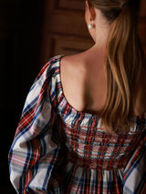 Amelia Earhart Dress Britannia Check with Winter Berry Hand Smocking