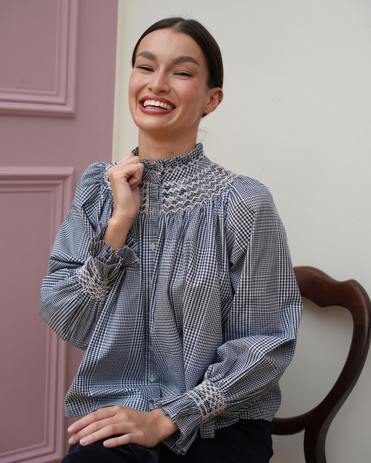 Scholl Blouse Burlington Check with Seashell Hand Smocking Edition 74