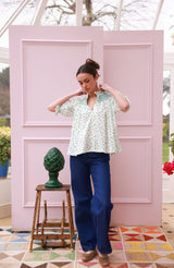 Scholl Blouse Frog Polka cotton with Jade Hand Smocking Edition 59