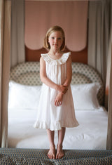 Memo Press x Smock London Girls Alice Dress Moonstone with Yellow Rose Hand Smocking