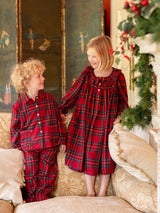 Lilly Parr Pyjamas Highland Tartan with Hearts of Gold Hand Smocking