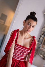 Grace Hopper Dress Queen of Hearts Cotton with Ace of Lace Hand Smocking