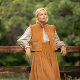 C J Walker Waistcoat Butterscotch Needlecord with Spiced Vanilla Hand Smocking Edition 5