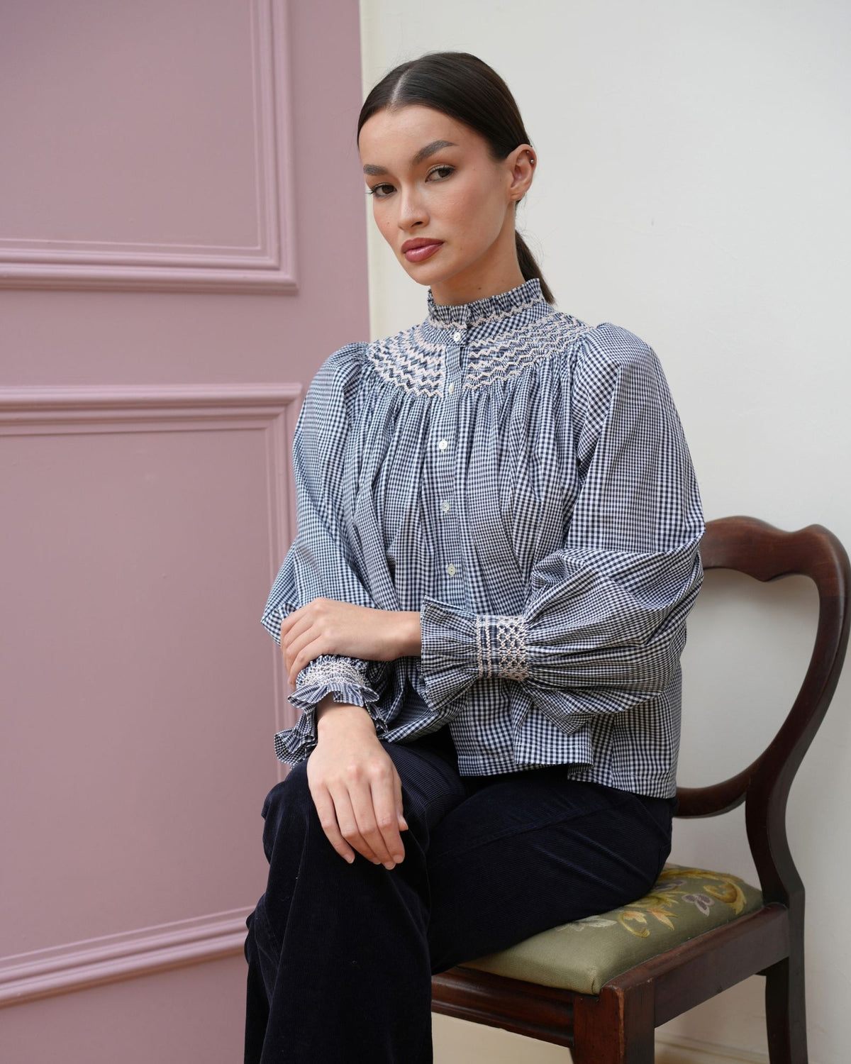 Scholl Blouse Burlington Check with Seashell Hand Smocking Edition 74