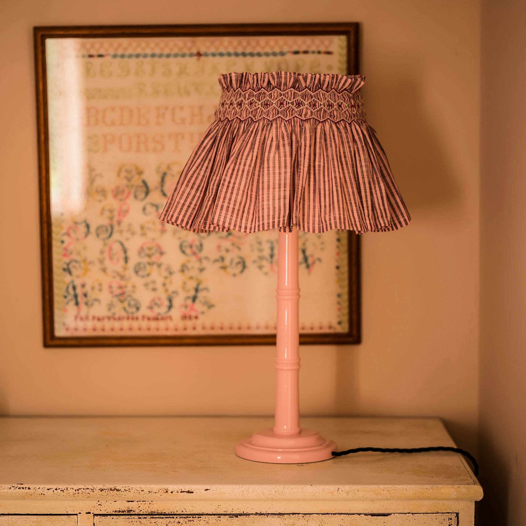 Edit58 x Smock London Elsie Lampshade Skirt Mulberry Stripe with Plum