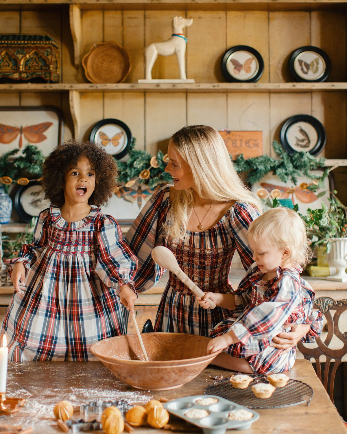Katherine Johnson Dress Britannia Tartan with Winter Berry Hand Smocking