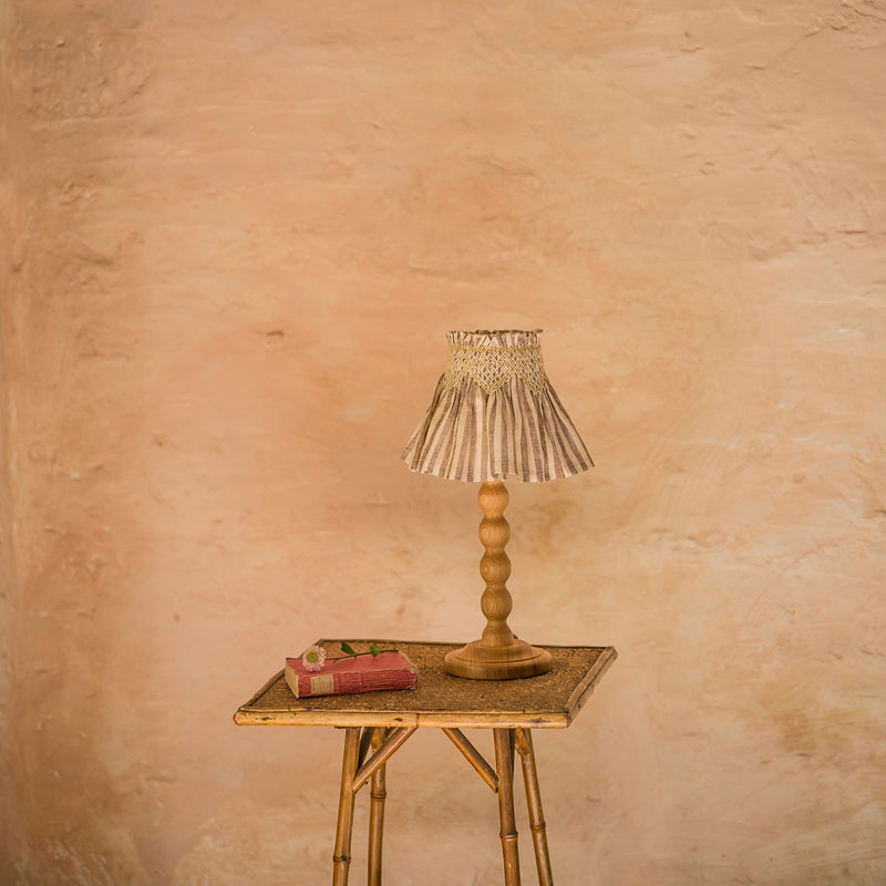 Edit58 x Smock London Elsie Lampshade Skirt Humbug Stripes with Mustard Star Hand Smocking