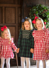 Anna Pavlova Dress Pine Tree Gingham with Hearts a Glow Hand Smocking