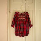 Anna Pavlova Romper Stewart Tartan with Midas’ Touch Hand Smocking