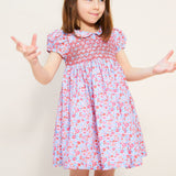 2-3 & 3-4y Antoinette Dress with Carnation Hand Smocking made with Liberty Theresa Pink