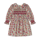 1-2y Antoinette Dress with Copper Beech Hand Smocking Made With Liberty Swirling petals