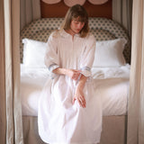 Bessie Coleman Women's Dress Moonstone Cotton with Sapphire Hand Smocking