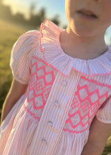 2-3y Elizabeth Blackwell Dress Dolls House Stripe with Barbilicious Hand Smocking