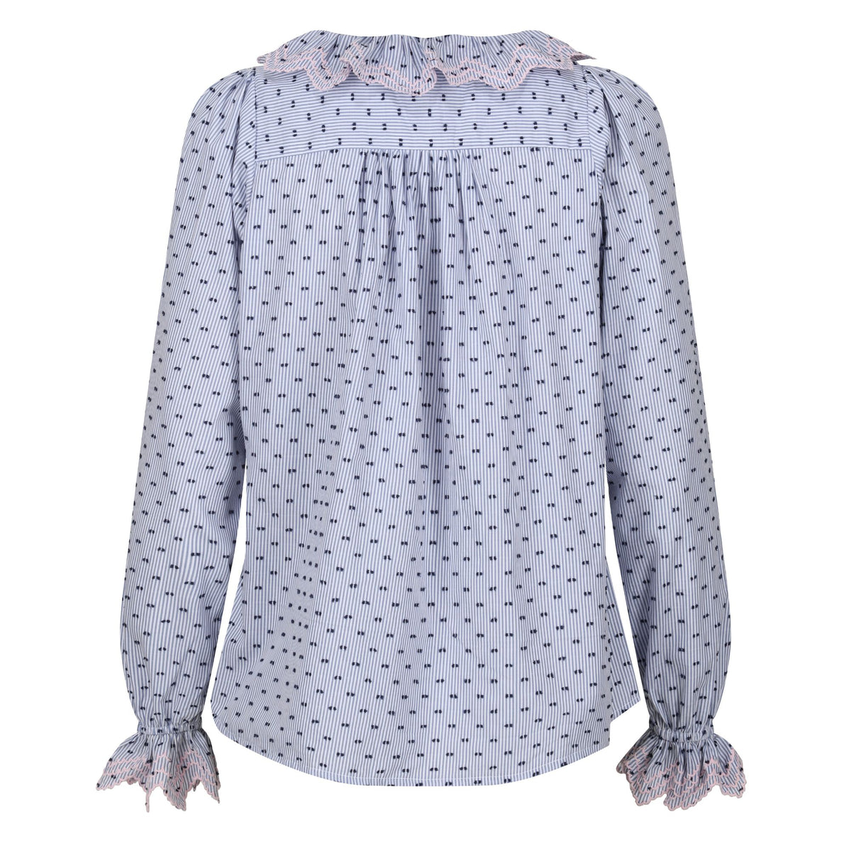 Small Bronte Blouse Indigo Plumetti with Ballet Slipper Embroidery