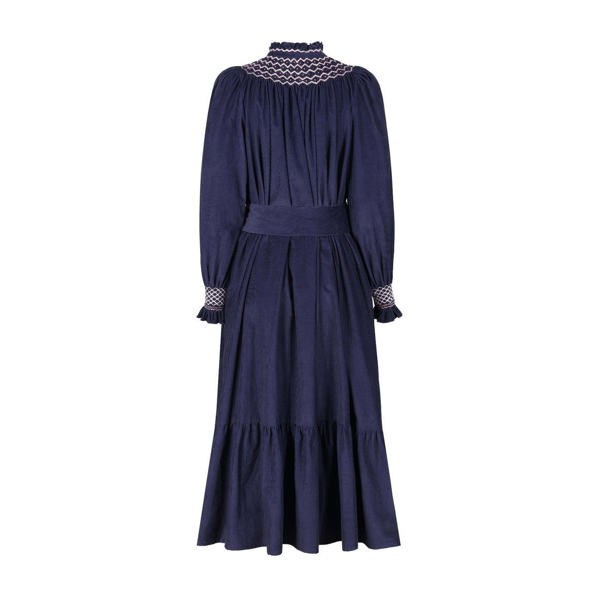 S/M Colette Women's Dress Swallowtail Needlecord with Hedgerow Hand Smocking