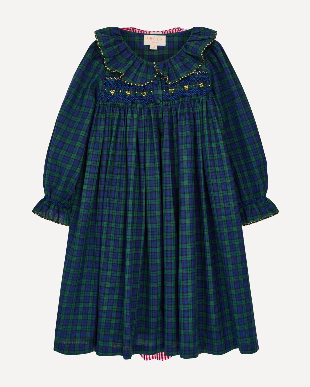 Nightingale Girl's Dress Little Black Watch with Golden Locket Hand Smocking