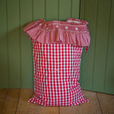 Edit58 x Smock London Red Gingham Sack with Snowflakes Hand Smocking