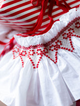 Edit58 x Smock London Red Gingham Sack with Crimson Ribbon Hand Smocking