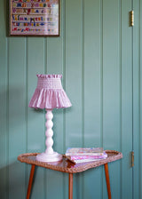 Edit58 x Smock London Elsie Lampshade Skirt Mink with Rosebud Trellis Hand Smocking