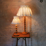 Edit58 x Smock London Elsie Lampshade Skirt White Grid with Blue Bows Hand Smocking