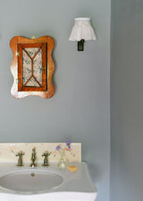 Edit58 x Smock London Elsie Lampshade Skirt White Grid with Blue Bows Hand Smocking