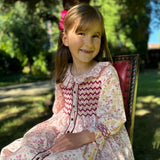 3-4 & 6-8y Elizabeth Blackwell Dress Heather in Bloom with Majestic Magenta Hand Smocking